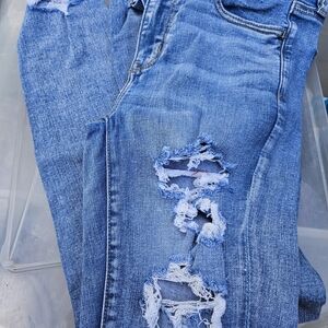 Distressed Blue Jeans